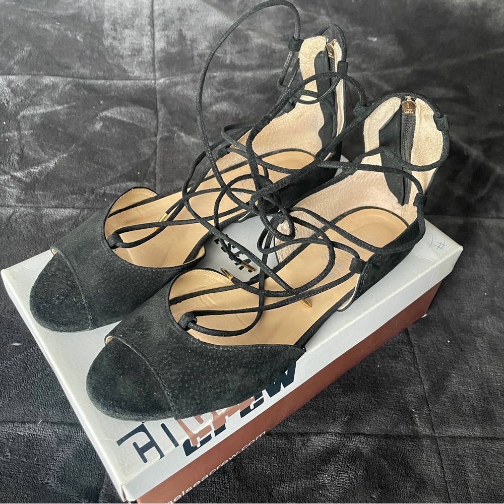 Chelsea Crew Elegant Black Lace-Up Women's sandals, sz 10